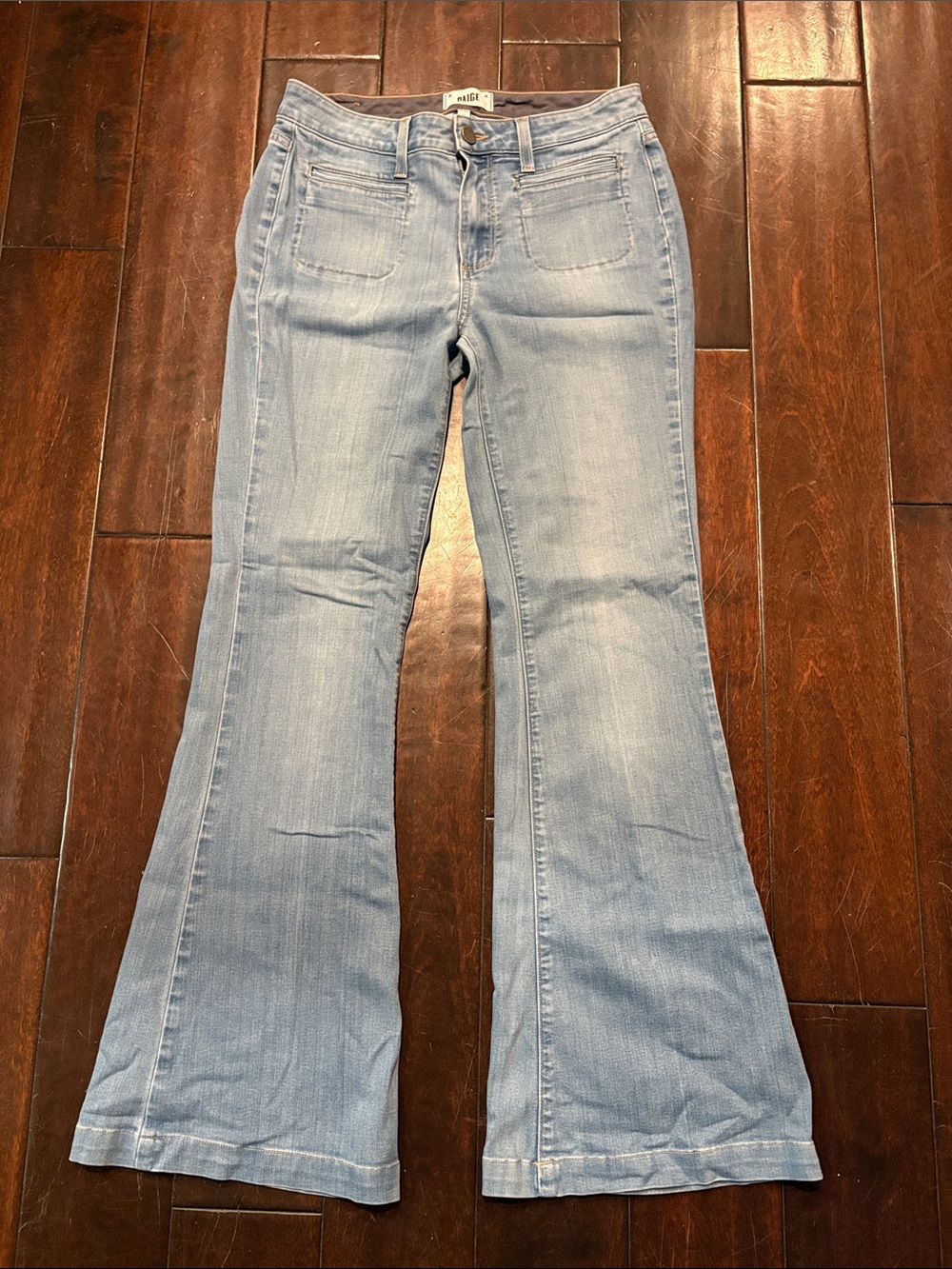 PAIGE High Rise Bell Canyon Light Blue Flare Jeans